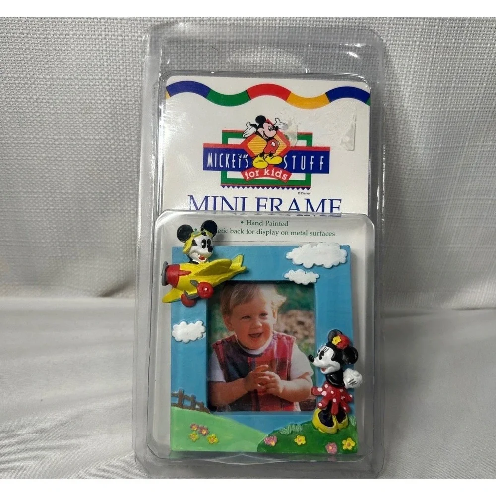 Vintage Disney Mickey Minnie Mouse Mini Picture Frame Magnet Holson Hand Painted